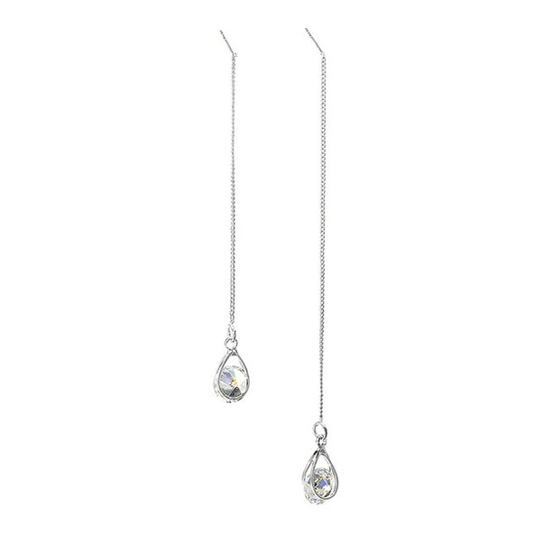 Toaimy Earings 1 Pair Women Tassel Jewelry Zircon Crystal Water Drop Fringe Asymmetric Earring Silver Toaimy Earings 1 Pair Women Tassel Jewelry Zircon Crystal Water Drop Fringe Asymmetric Earring Silver